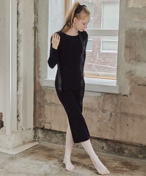 etre loin(エトルワン)の「Back open shiny knit dress(ワンピース・レディース・ブラック/ピンク/レッド・M)」の6枚目の写真