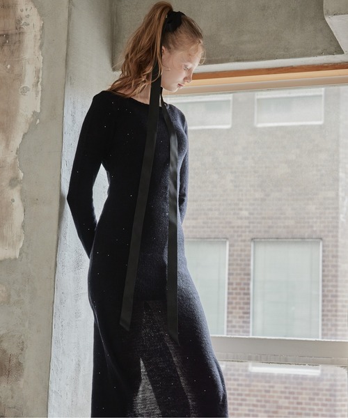 etre loin(エトルワン)の「Back open shiny knit dress(ワンピース・レディース・ブラック/ピンク/レッド・M)」の11枚目の写真