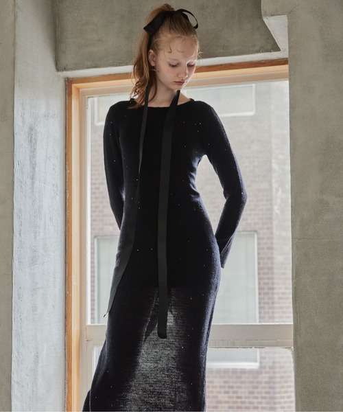 etre loin(エトルワン)の「Back open shiny knit dress(ワンピース・レディース・ブラック/ピンク/レッド・M)」の12枚目の写真