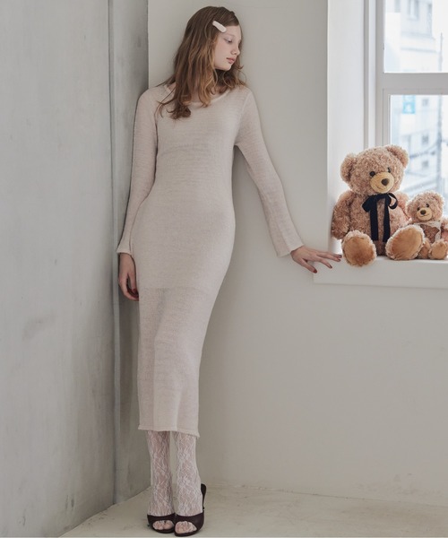 etre loin(エトルワン)の「Back open shiny knit dress(ワンピース・レディース・ブラック/ピンク/レッド・M)」の22枚目の写真