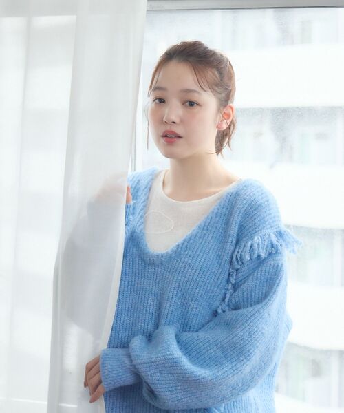 RETRO GIRL（レトロガール）の「VネックチュニックNT（ニット/セーター・レディース・ベージュ/ブラウン/ブルー・FREE）」の22枚目の写真