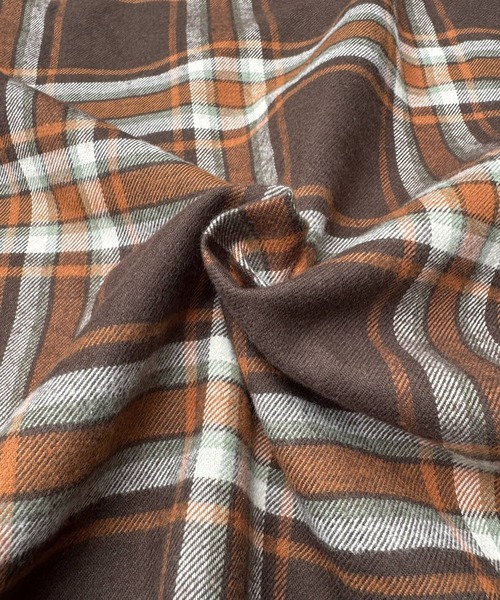 OLD BETTY'S（オールドベティーズ）の「Flannel Check Shirts One-piece（ワンピース・レディース・ネイビー/ブラウン・FREE）」の14枚目の写真