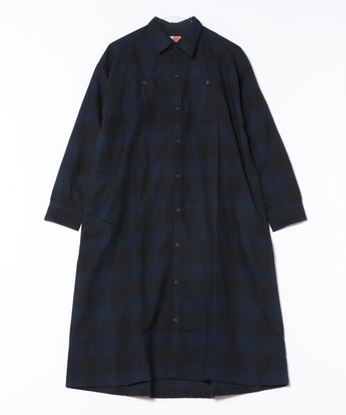 OLD BETTY'S（オールドベティーズ）の「Flannel Check Shirts One-piece（ワンピース・レディース・ネイビー/ブラウン・FREE）」の18枚目の写真