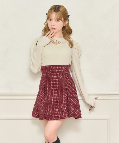 apres jour(アプレジュール)の「フロントオープンパワショルニット(ニット/セーター・レディース・ボルドー/アイボリー/ブラック・フリー/X-LARGE)」の4枚目の写真