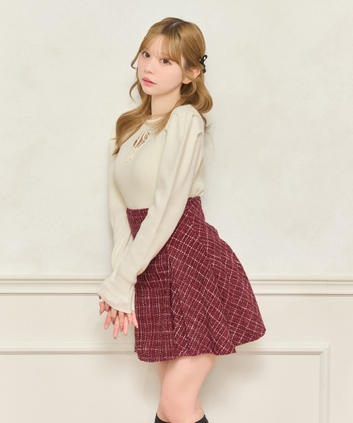 apres jour(アプレジュール)の「フロントオープンパワショルニット(ニット/セーター・レディース・ボルドー/アイボリー/ブラック・フリー/X-LARGE)」の6枚目の写真