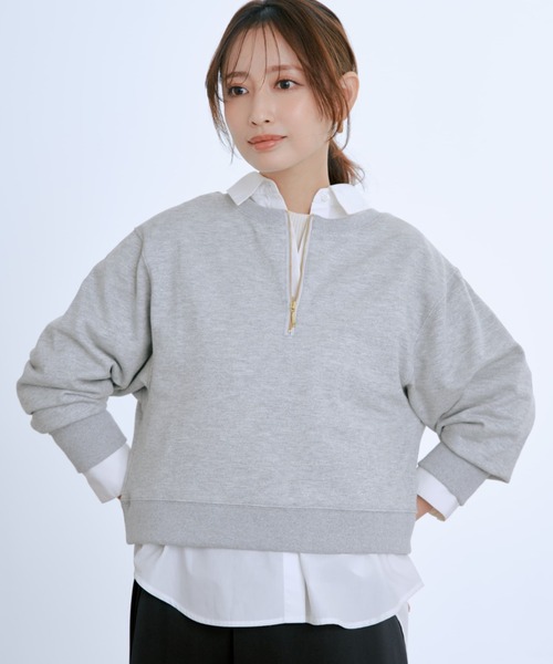 COHINA(コヒナ)の「2wayラメスウェット 【低身長・小柄女性】(スウェット・レディース・グレー/ブラック/ベージュ・ONE SIZE)」の2枚目の写真