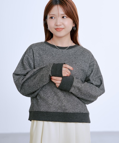 COHINA(コヒナ)の「2wayラメスウェット 【低身長・小柄女性】(スウェット・レディース・グレー/ブラック/ベージュ・ONE SIZE)」の1枚目の写真