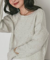 La boutique BonBon（ラブティックボンボン）の「【程よいカジュアル感】スパンコールモヘアボートネックニット（ニット/セーター）」