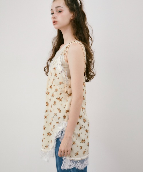 sensual satin cami onepiece / レース付きサテンランジェリーキャミ