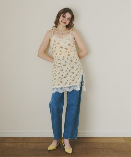 idem（イデム）の「sensual satin cami onepiece / レース付きサテンキャミワンピース（ワンピース・レディース・イエロー/ブラック/アイボリー・FREE）」の4枚目の写真