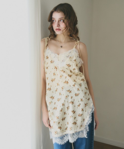 idem（イデム）の「sensual satin cami onepiece / レース付きサテンキャミワンピース（ワンピース・レディース・イエロー/ブラック/アイボリー・FREE）」の5枚目の写真