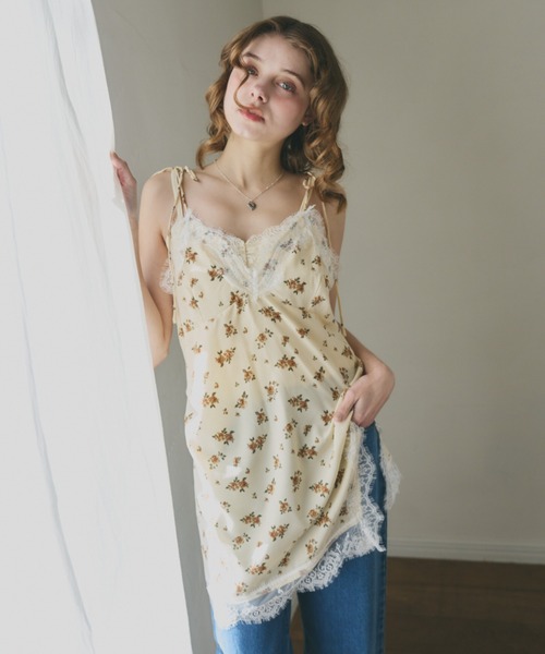 idem（イデム）の「sensual satin cami onepiece / レース付きサテンキャミワンピース（ワンピース・レディース・イエロー/ブラック/アイボリー・FREE）」の7枚目の写真