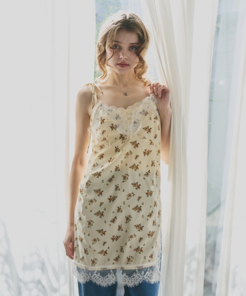 idem（イデム）の「sensual satin cami onepiece / レース付きサテンキャミワンピース（ワンピース・レディース・イエロー/ブラック/アイボリー・FREE）」の9枚目の写真