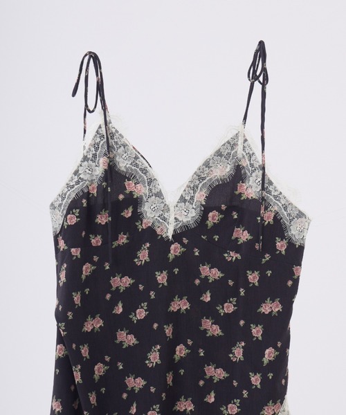sensual satin cami onepiece / レース付きサテンランジェリーキャミ