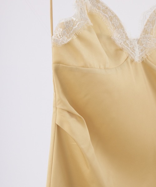 sensual satin cami onepiece / レース付きサテンランジェリーキャミ