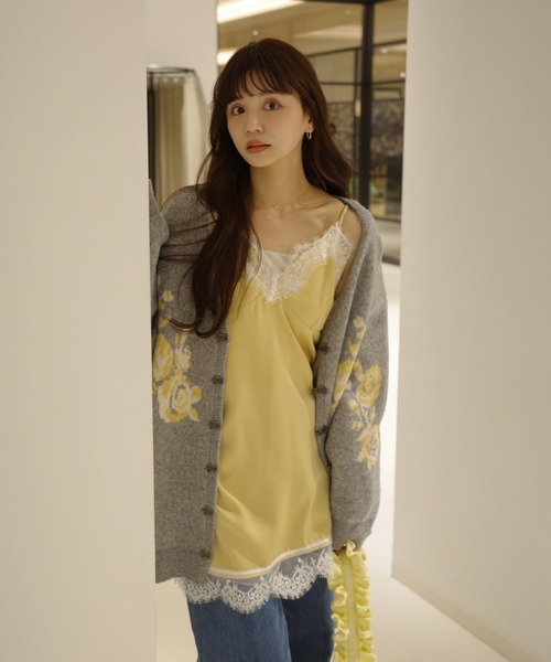 sensual satin cami onepiece / レース付きサテンランジェリーキャミ