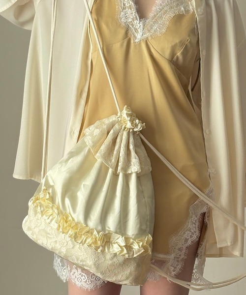 sensual satin cami onepiece / レース付きサテンランジェリーキャミ