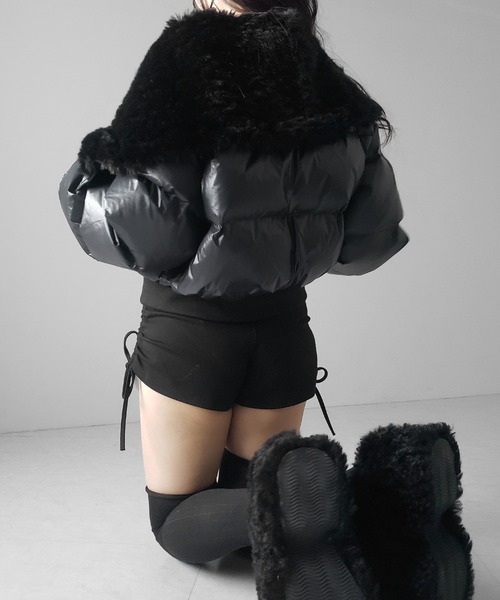 me+em select(ミームセレクト)の「【 2color 】フェイクファー襟レディパフショートダウンジャケット / fakefur collar lady puff short down jacket(ダウンジャケット/コート・レディース・アイボリー/ブラック・FREE)」の12枚目の写真