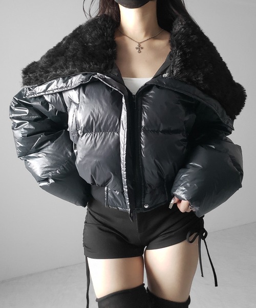 me+em select(ミームセレクト)の「【 2color 】フェイクファー襟レディパフショートダウンジャケット / fakefur collar lady puff short down jacket(ダウンジャケット/コート・レディース・アイボリー/ブラック・FREE)」の14枚目の写真