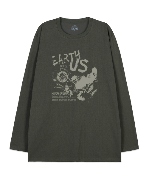 ASTRAL PROJECTION(アストラルプロジェクション)の「アースウィズアース オーバーサイズ ロングスリーブTシャツ_カーキ(Tシャツ/カットソー・メンズ・その他・LARGE/MEDIUM/X-LARGE/XX-LARGE)」の1枚目の写真