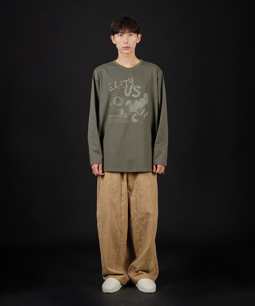 ASTRAL PROJECTION(アストラルプロジェクション)の「アースウィズアース オーバーサイズ ロングスリーブTシャツ_カーキ(Tシャツ/カットソー・メンズ・その他・LARGE/MEDIUM/X-LARGE/XX-LARGE)」の6枚目の写真