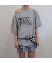 LCDC TM（エルシーディーシーティーエム）の「ASYMMETRIC PRINTED T-SHIRT (MELANGE GREY)（Tシャツ/カットソー）」