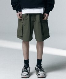 Nylon Big Pocket Wide Shorts - Khaki