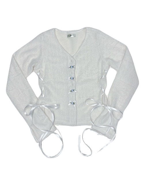 lilLilly（リルリリー）の「ローズリボンカーディガン（カーディガン/ボレロ・レディース・ホワイト/ブラック/ピンク・FREE）」の2枚目の写真
