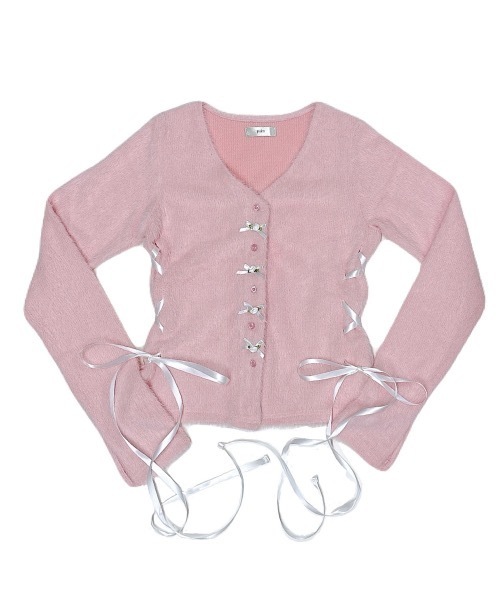 lilLilly（リルリリー）の「ローズリボンカーディガン（カーディガン/ボレロ・レディース・ホワイト/ブラック/ピンク・FREE）」の3枚目の写真