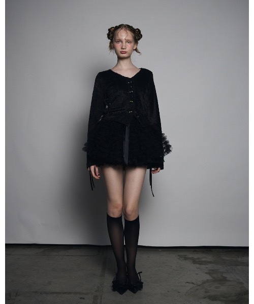 lilLilly（リルリリー）の「ローズリボンカーディガン（カーディガン/ボレロ・レディース・ホワイト/ブラック/ピンク・FREE）」の4枚目の写真