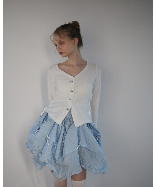 lilLilly（リルリリー）の「ローズリボンカーディガン（カーディガン/ボレロ・レディース・ホワイト/ブラック/ピンク・FREE）」の5枚目の写真