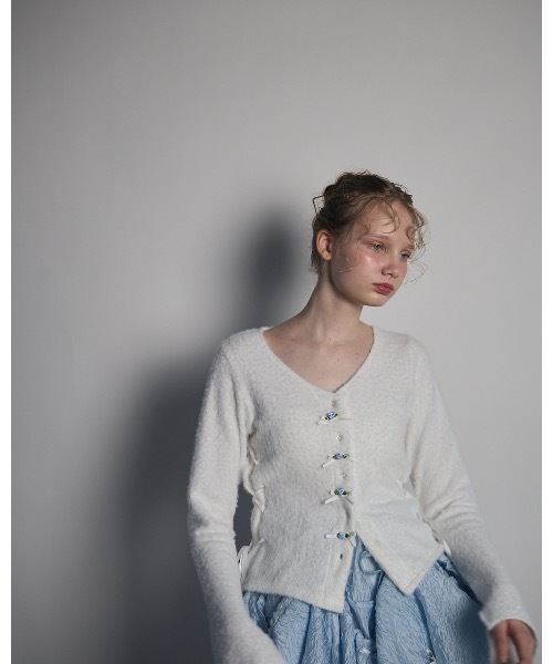 lilLilly（リルリリー）の「ローズリボンカーディガン（カーディガン/ボレロ・レディース・ホワイト/ブラック/ピンク・FREE）」の7枚目の写真