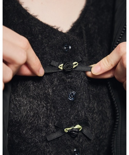 lilLilly（リルリリー）の「ローズリボンカーディガン（カーディガン/ボレロ・レディース・ホワイト/ブラック/ピンク・FREE）」の10枚目の写真