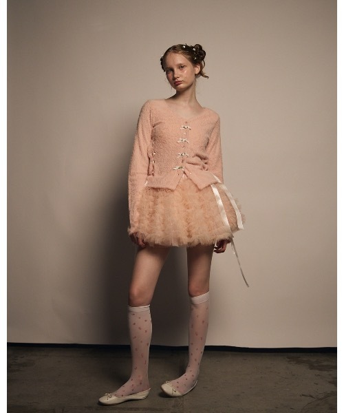 lilLilly（リルリリー）の「ローズリボンカーディガン（カーディガン/ボレロ・レディース・ホワイト/ブラック/ピンク・FREE）」の12枚目の写真