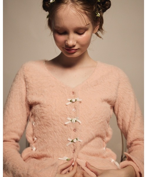 lilLilly（リルリリー）の「ローズリボンカーディガン（カーディガン/ボレロ・レディース・ホワイト/ブラック/ピンク・FREE）」の15枚目の写真