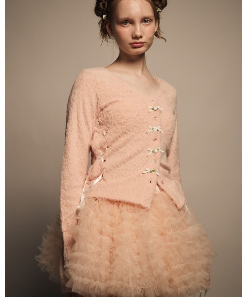 lilLilly（リルリリー）の「ローズリボンカーディガン（カーディガン/ボレロ・レディース・ホワイト/ブラック/ピンク・FREE）」の14枚目の写真