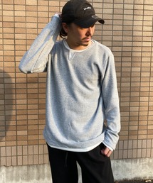 ワッフルキーネックレイヤード