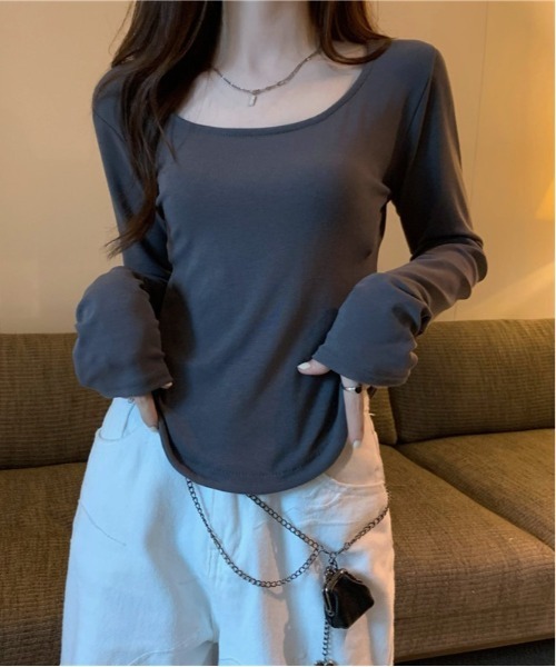 Vini（ヴィニ）の「ベーシックロングスリーブ（Tシャツ/カットソー・レディース・ブラック/グレー・MEDIUM）」の2枚目の写真