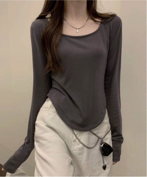 Vini（ヴィニ）の「ベーシックロングスリーブ（Tシャツ/カットソー・レディース・ブラック/グレー・MEDIUM）」の6枚目の写真