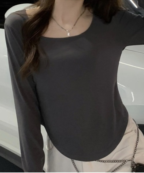 Vini（ヴィニ）の「ベーシックロングスリーブ（Tシャツ/カットソー・レディース・ブラック/グレー・MEDIUM）」の8枚目の写真