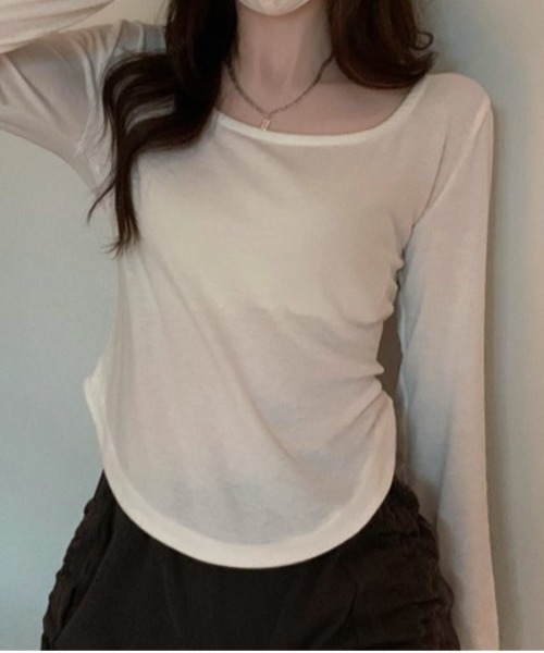 Vini（ヴィニ）の「ベーシックロングスリーブ（Tシャツ/カットソー・レディース・ブラック/グレー・MEDIUM）」の3枚目の写真