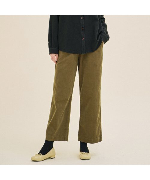 Wide Long Pants (Corduroy Cotton) Khaki 233502SKH