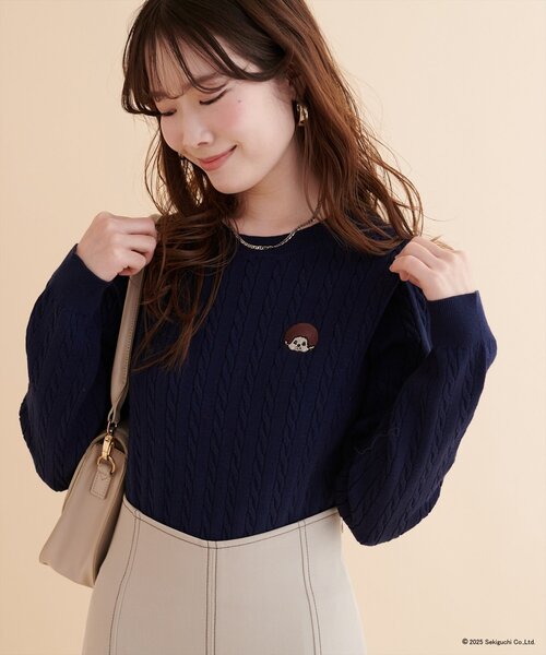 セール】【モンチッチ×natural couture】ケーブル刺繍ニット （ニット