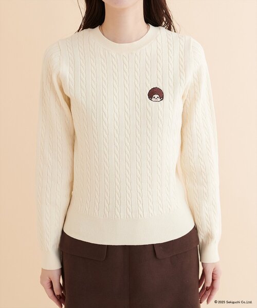 natural couture（ナチュラルクチュール）の「【モンチッチ×natural couture】ケーブル刺繍ニット  （ニット/セーター・レディース・ピンクベージュ/ネイビー/オフホワイト・FREE）」の12枚目の写真