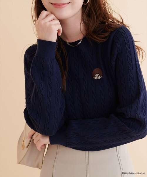 セール】【モンチッチ×natural couture】ケーブル刺繍ニット （ニット