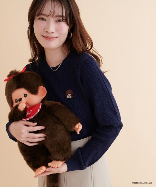 セール】【モンチッチ×natural couture】ケーブル刺繍ニット （ニット