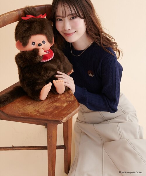 セール】【モンチッチ×natural couture】ケーブル刺繍ニット （ニット