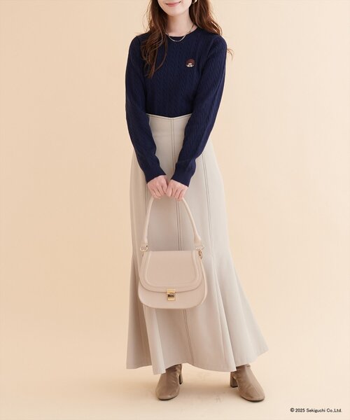 natural couture（ナチュラルクチュール）の「【モンチッチ×natural couture】ケーブル刺繍ニット  （ニット/セーター・レディース・ピンクベージュ/ネイビー/オフホワイト・FREE）」の22枚目の写真