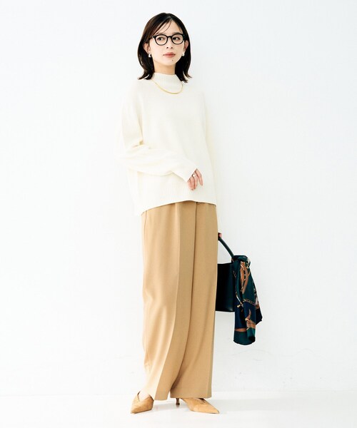 UNTITLED（アンタイトル）の「ドライタッチタックワイドパンツ（その他パンツ・レディース・キャメル/ブラック・01/02/03）」の10枚目の写真