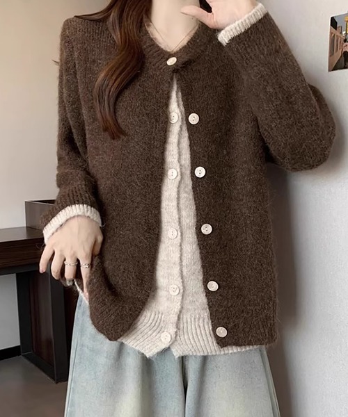 Girly Doll(ガーリードール)の「レイヤードデザインニットカーディガン(カーディガン/ボレロ・レディース・ブラウン/グレー・F)」の7枚目の写真